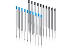 OFFCUP Ricariche per Penna a Sfera, 20Pcs Ricariche per Penna Gel, Set di Ricariche per Penne Parker, Ricariche Inchiostro per Penne a Sfera, Penna a Sfera Refill Compatibili con Montblanc, Nero+Blu