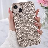 Coverzone iPhone 15 ile Uyumlu Elmas Desen Taşlı Kılıf &ndash; 2 mm Kamera &Ccedil;ıkıntı Koruma, Işıltılı L&uuml;ks Şık Darbe Emici Kapak &Ccedil;&ouml;l 