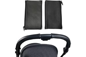 KNOCERY Housses de Guidon en Similicuir compatible avec FOX 1, 2 et 3, Housse de guidon de landau, Peut être fixé à la housse de guidon d'origine, avec ouverture à glissière