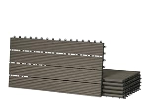 Laneetal WPC Fliesen 6er Set für 1 m², Terrassenfliesen Klicksystem, Balkonfliesen 30x60 cm, Klickfliesen Terrasse Balkon, Bodenfliesen Bodenbelag für außen, Coffee