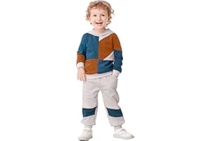 Volunboy Ensemble Vêtement Garçon 2 Pièces, Sweat à Capuch & Pantalon Taille Elastique(1-8 Ans)