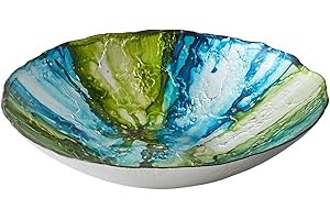 Anton Studio Designs - Coral Bowl - Diameter 32 cm - Multi Coloured Decorative Glass Bowl for Home and Holiday Decoration