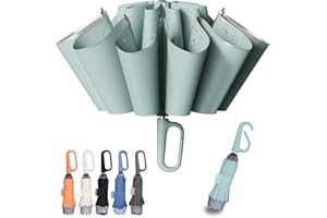 TUMAAOTU Compact Inverted Umbrella with Never Forget Carabiner Handle - Travel Umbrella Windproof Strong, Automatic Umbrellas for wind rain, Auto Open Close, 10 Rib Durable Frame for Women Men