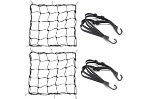 ZHIHUITL Rete portabagagli per moto,Rete Ragno Elastica Moto,2pz Rete Ragno Elastica + 2pz Corda Elastica,Corde Elastiche con Ganci Rete,Moto Bici Portapacchi Coprire Appendere Casco Bagagliai con Ganci