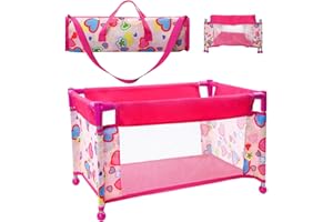 FREESKILL Puppenbett - Puppen Bett Spielzeug - Puppenreisebett - Puppen Reisebett,Puppen Zubehör,Reisebett mit Tasche und Zubehör