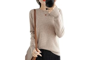 KELSIOP 100% Wool Cashmere Sweater Women O Neck Pullover Casual Knit Top Autumn Winter Coat
