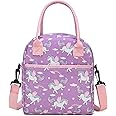 VASCHY Lunch Bag for Kids,Insulated Lightweight Lunch Box Tote Bag Tote with Adjustable Shoulder Strap for Toddler Girls School Daycare Kindergarten Picnic, Pink Unicorn