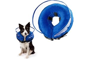 Heatail Halskrause Hund, Aufblasbar Leckschutz Hund Katze Abnehmbar Hundekragen für Genesung nach Operationen Oder Wunden für Hunde(S)