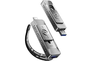 MOVE SPEED Cle USB 256 GO, Disque Dur Externe SSD avec Jusqu’à 560 Mo/s en Lecture, Double Ports & Design Push-Pull, USB-C + USB 3.2 SSD Externe pour iPhone 15/16, Android, Mac et PC