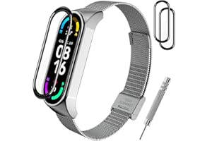 BANGTING metalowy pasek kompatybilny z Xiaomi Mi Band 3/4/5/6 zapasowy pasek do Mi Fit Band 6 NFC Miband 5 ze stali nierdzewnej