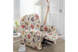 ABZDUNG Recliner Chair Covers with Pockets for Electric Chair, 4 Pieces Floral Stretch Recliner Sofa Slipcovers Non Slip Reclining Sofa Cover Furniture Protector(A2)