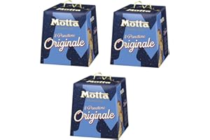 3x Motta Il Panettone Originale Weihnachtskuchen Backprodukt mit Rosinen und Kandierten Früchten 700g