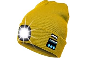 ATNKE LED Bluetooth Bonnet Lumineux, Rechargeable USB Rechargeable Musical Running Chapeau Ultra Lumineux 4 LED Lampe Étanche Utilisation Lumière pour Ski Randonnée Camping Vélo