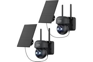 FOAOOD 2K Camara Vigilancia WiFi Exterior Solar/Bateria, 360°PTZ Camaras de Vigilancia sin Cables, Visión Nocturna en Color, Detección Humana PIR, Audio de 2 Vias, IP66