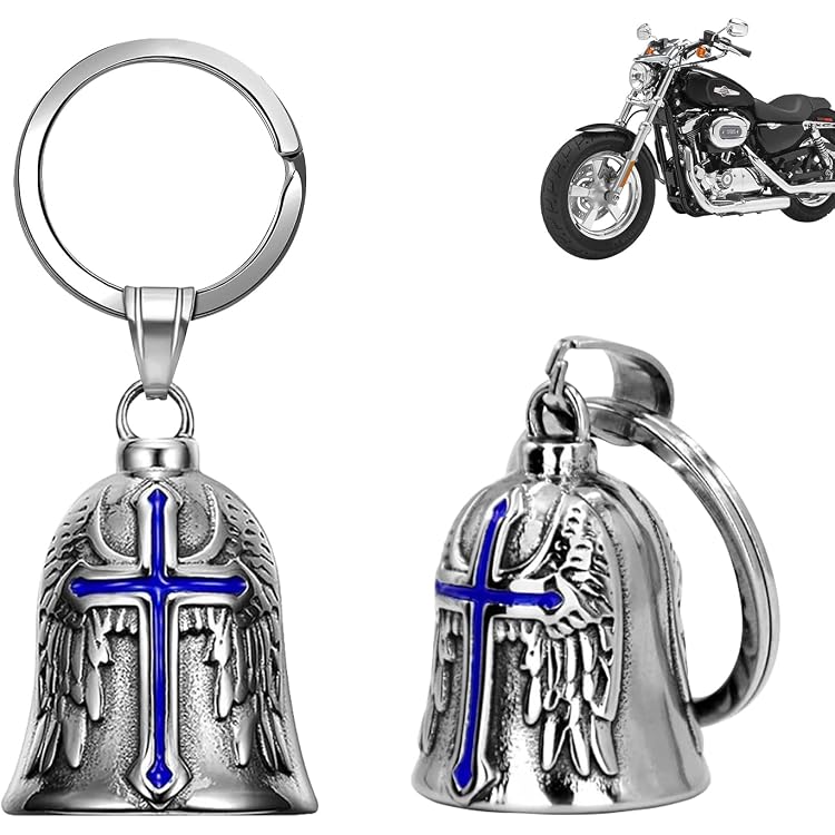 Clochette Guardian Bell Pour Moto - Alliage De Zinc, Design Ange 3D, Anneau Suspendu, Porte-bonheur Pour Motard - 5