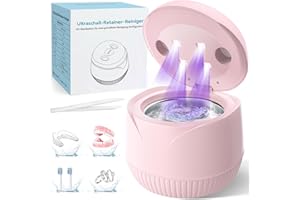 KLIHD Ultraschallreinigungsgerät 45000Hz Ultraschallreiniger 200ML Dental Pod - Ultrasonic Cleaner für Zahnersatz, Retainer, Aligner Zahnschiene, Prothesen, Schmuck mit digitalem Timer Rose