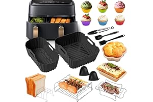 YAOYIN Akcesoria do foremek silikonowych Air Fryer, do Philips serii 3000/5000 Dual Basket 3L/6L, 19 szt. z silikonową formą do frytkownicy powietrznej, stojaków na natryskiwanie oleju, do pieczenia ciasta