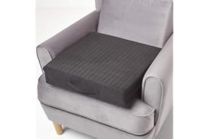 ‎HOMESCAPES Homescapes Festes Sitzkissen 50x50x10 cm schwarz, Sesselkissen/Sitzerhöhung orthopädischer Schaumstoff mit Velours-Bezug