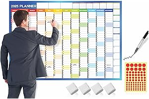 HLDI A0 Wall Planner 2025 Uk Wall Calendar Large Yearly Planner Jan To Dec Full Year Planning Chart Student Family Home School Office Work Study Annual Poster Multi Approx 84.1x118.9cm (1Pc)