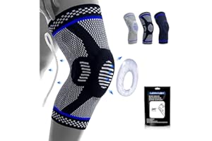 Lexniush Kniebandage Männer/Damen, Kompression Kniestütze mit Patella Gel Pads & Feder Seitenstabilisatoren, Knee Sleeves Support für Meniskus, Bei Arthrose, Kniescherzen, ACL, Sport, Volleyball