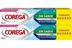 Corega Crema Fijadora Para Prótesis Dentales, Fijación Fuerte, Sin Colorantes Añadidos, Sin Sabor, Pack de 2 x 70 g