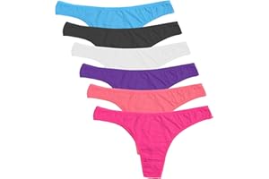 DRESHOW Donna 6 Pezzi Cotton Stretch Thongs Mutandine Femminile Semplice e Confortevole Colori Varie Lary