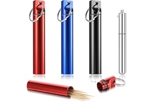 Gjinxi 4x Metall Zahnstocherhalter Tragbarer Zahnstocher Aufbewahrungsbox Spender Wasserdichtes Taschenetui ZahnstocherbehäLter Mit SchlüSselanhänger Reisetasche Werkzeugetui Ohrenschmalzentfernung