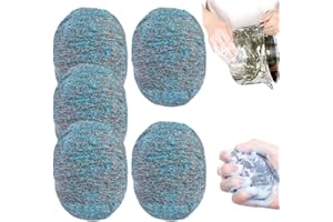 DULZEN 5 Pezzi lana d'acciaio pre-detersivo Scrubber in Lana d'Acciaio Paglietta Acciaio Spugne Cucina Scourer in acciaio inox Spazzola per la Pulizia del Barbecue Forno Pentole Padelle