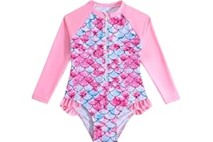 WYTbaby Maillot de bain une pièce sirène à manches longues pour filles de 3 à 8 ans