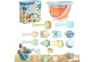 Crusward Giochi Spiaggia Bambini, Set Giochi da Spiaggia Per Bambini con Secchiello Pieghevole Spiaggia, Paletta, Formine Spiaggia Giocattoli da Spiaggia per Giochi Spiaggia (B)