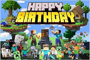 Mine-Craft Hintergrundtuch CBOSNF Hintergründe für Geburtstag Party Dekorationen Supplies,Hintergrund für Fotografie,Mine-Craft Thema Geburtstag Hintergrund für Kuchen Tischdekorationen 150 * 100CM