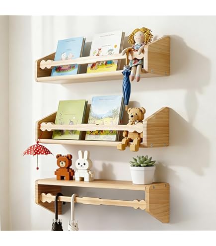 Zwevende Boekenplank - Wandplank Voor Tegen De Muur - Set Van 3 Wandplanken Wandrek Fotoplank Kinderkamer Wit Hout