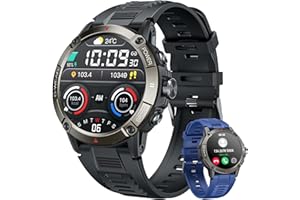 CANTAOS Montre Connectée Homme Repondre Appel: Smartwatch Sport 1,54'' Ecran Tactile Bracelet Connectee Étanche IP68 avec 114 Sportifs Cardiaque Fréquence Sommeil SPO2 Fitness Tracker pour Android iOS(Ronde)