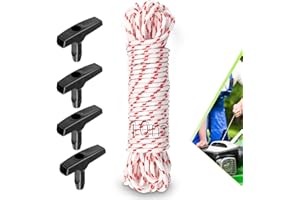TXXATX 3mm Lawnmower Pull Cord 10m/32.8Ft Pull Cord for Petrol Lawnmower With 4 Pcs Pull Cord Handle Recoil Starter Rope Replacement Universal Engine Starter for Chainsaw Trimmer Petrol Lawnmower