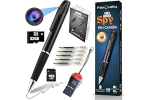 FABQUALITY Enregistrement HD Mini-caméra Espion 1080p (avec Carte mémoire de 32 Go) Caméra Spy Pen, Stylo caméra cachée - Mini caméra cachée Spy, Caméra Espion avec Petite caméra - Mini caméra cachée + 5 Inks