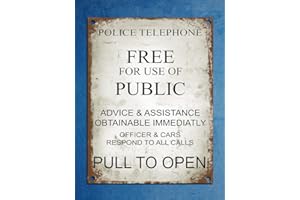 DOGT Metal tin Sign 8x12 inches Vintage Style Police Phone Box Tardis Dr Who Wall Door Sign