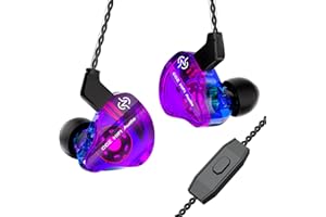 keephifi CCZ DC01 Pro in Ear Monitor,1DD HiFi Bass IEM, écouteurs filaires écouteurs Intra-Auriculaires OFC détachables 2Pin-Z câble in Ears pour Musiciens, batteurs(Violet,avec Micro)