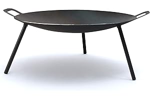 ProTermo Grill- und Feuerschale Ø 62,5 cm oder Ø 48,5 cm, multifunktionale Camping Feuerschale mit abschraubbaren Füßen, Lagerfeuer Pfanne (Ø 62,5 cm)