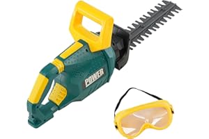 The Magic Toy Shop Kids Garden Hedge Trimmer Toy with Safety Goggles – Battery Operated Chainsaw with Lights, Sounds, & Moving Plastic Blade – Children's Power Tool for Outdoor Role Play