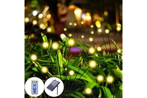 AONESY Solar Lights Outdoor Garden, 4 Pack 32 LEDs Firefly Solar Lamps Ornament, Waterproof Fairy Lights for Lawn Pathway Backyard Decor（Warm White）