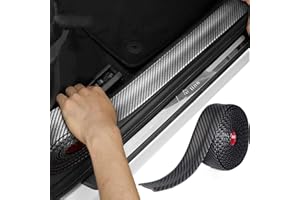 GENRICS Autocollant De Seuil De Porte De Voiture Fibre de Carbone Scuff Scratch Résistant,Protecteur Anti-Choc Bande en Caoutchouc,avec Résistance à l'abrasion,Aux Rayures Et Forte Adhésion(2,5M * 5CM)