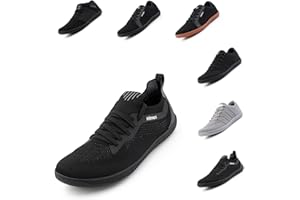 Hitmars Barefoot Running Shoes for Mens Womens Minimalist Zero Drop Shoes Lightweight Trail Running Outdoor Barefoot Trainers Black 3.5-9 UK