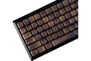 YMDK Holz-PBT-Tastenkappen, MOA-Profil, 130 Tasten, Farbstoff, Sub-Top-Druck, Walnussmuster, benutzerdefiniertes Tastenkappen-Set für mechanische MX-Tastatur, 61/64/68/84/87/100/104/108% Layout