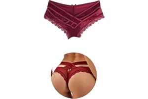 ohmydear Seksowne stringi stringi damskie seksowne szykowne koronkowe stringi figi damskie skrzyżowane wydrążone bawełniane krocze XS-4XL przezroczyste majtki stringi i stringi bielizna majtki