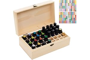 Holzsammlung Ätherische Öle Holzbox, 36 Löcher Aromatherapie Öle Flaschen Tragbar Tragen Organisator Multifunktions Geschenk Aufbewahrungsbox für Nagellack, Duftöle, Lippenstift und Parfümlagerung