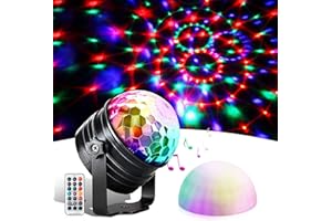 GOBIKEY Luces Discoteca y Luz ​nocturna, USB Recargable Rotación de 360° Activada por Sonido 7 Colores Bola de Discoteca con Control Remoto y Función de Temporizador,Giratoria para Niños Navidad, Cumpleaños