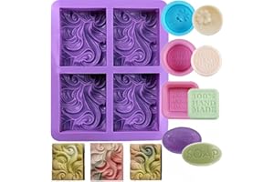9 Pack Soap Making Molds, Accfore 4-Cavity Ocean Wave Soap Mold, Cupcake Muffin Soft Baking Pan Mould per fai da te artigianato fatto in casa