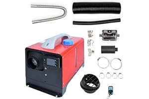 TRMLBE Riscaldamento d’Aria Diesel 8KW, 12V Riscaldatore ad Aria per Auto Riscaldatore Diesel per Interni con Telecomando, Interruttore LCD per Camper, Camion, Camper (Tipo E, Rosso + Nero LCD)