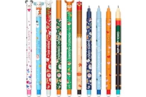 CARXLYTHIC Radierbarer Gelschreiber Set - Weihnachten für löschbare Stifte Set, mit thermoempfindlicher Löschtinte, einer Vielzahl von Tintenfarben und Schaftdesigns, 0,7 mm (10 weihnachtliche löschbare Stifte)