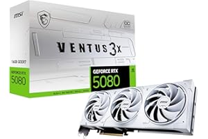 MSI NVIDIA GeForce RTX 5080 16G Ventus 3X OC White Carte Graphique - 16 Go GDDR7 (30 GB/s /256 Bits), PCIe 5.0 - Triple Ventilateur (3X Ventilateurs TORX 5.0), HDMI 2.1b, DisplayPort 2.1b